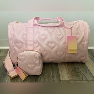 Stoney Clover Lane Target Embossed Heart Duffel + Pouch NWT
